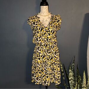 Velvet by Graham & Spencer Abstract Yellow and Black Mini Dress